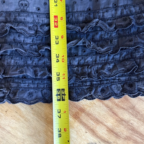 Marc by Marc Jacobs, Sugar Skull Embroidered Ruffle Midi Dress. Navy. 8 - Picture 15 of 16